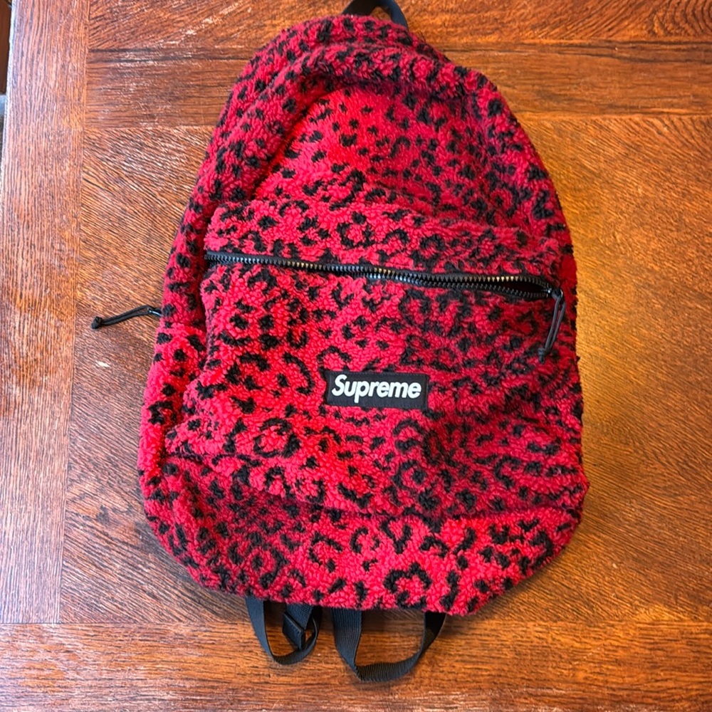 Supreme Red Cheetah print backpack rare